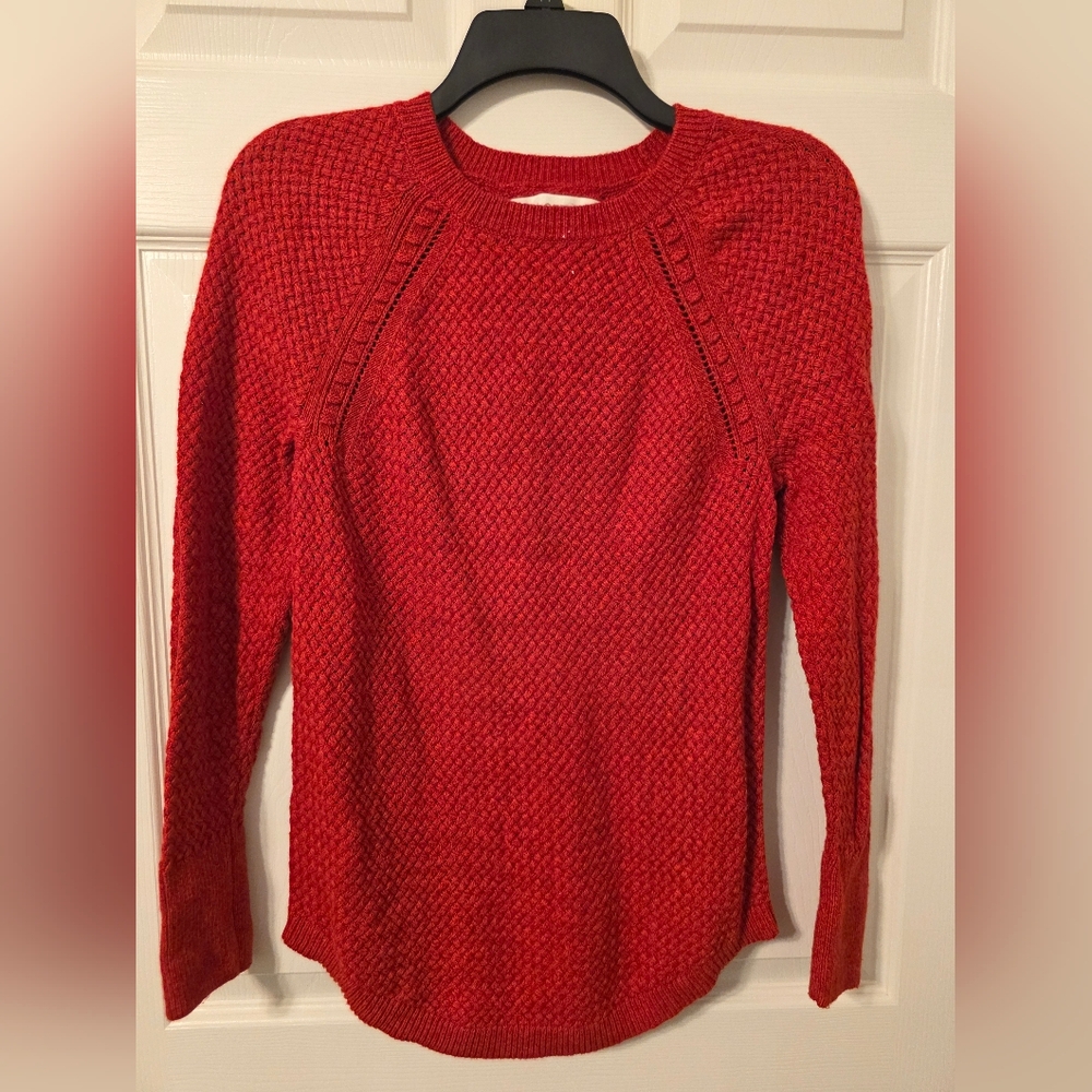 The Loft Red Textured Crew Neck Sweater, M
